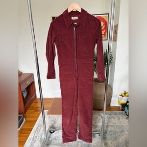 Madewell Burgundy Maroon Corduroy Jumpsuit XXS